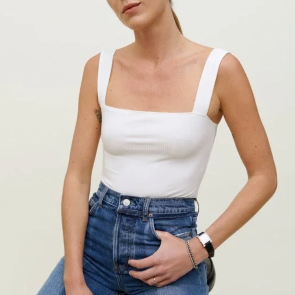 NEW Reformation white canyon tank top, size medium